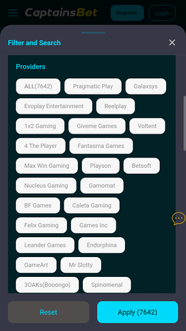 Captainsbet Casino Mobile Game Developers