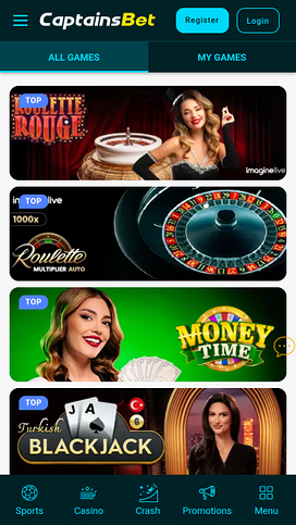 Captainsbet Casino Mobile Live Dealer