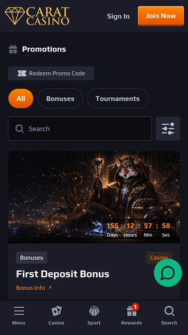Promociones móviles del casino CaratCasino