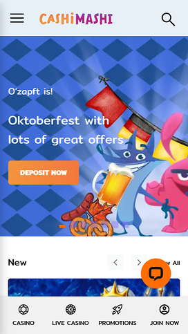 Cashimashi Casino Mobile Homepage