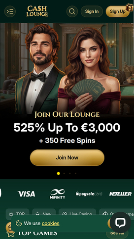 Cash Lounge Casino Mobile Homepage