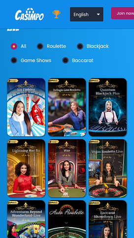 Casimpo Casino Live Dealer Mobile