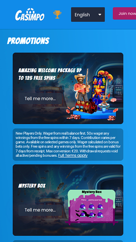 Casimpo Casino Promotions Mobile