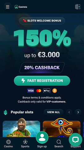 Casineia Casino Mobile Homepage