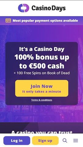 Casino Days Mobile Homepage
