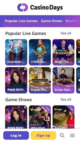 Casino Days Mobile Live Dealer
