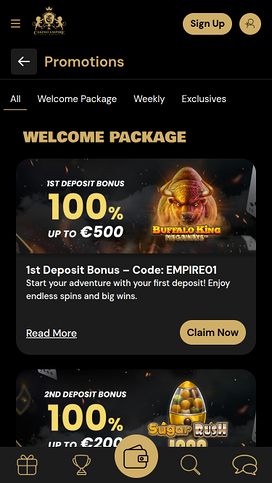 Casino Empire Mobile Promotions