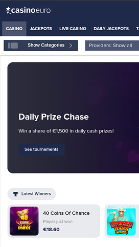 Casino Euro Mobile Homepage