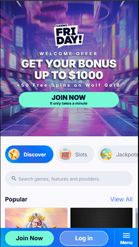 Casino Friday Homepage Mobile