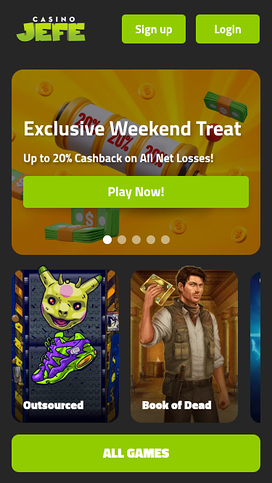 Casino JEFE Mobile Homepage