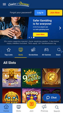 Casino of Dreams Mobile Homepage