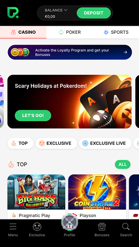 Casino Pokerdom Mobile Homepage