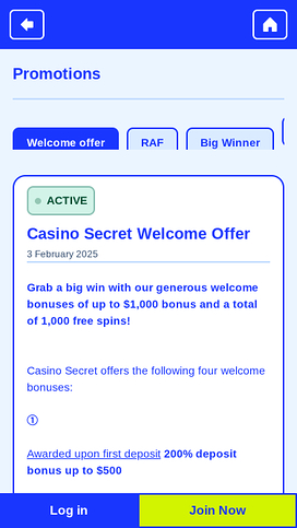 Casino Secret Mobile Promotions