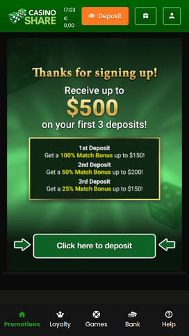 Casino Share Mobile Promotions