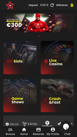 Página de inicio móvil de Casino Stars