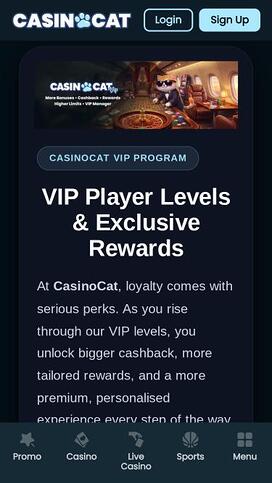 Página móvil VIP de CasinoCat