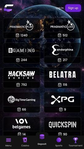 Página móvil de los desarrolladores del juego CasinoCrypto.io