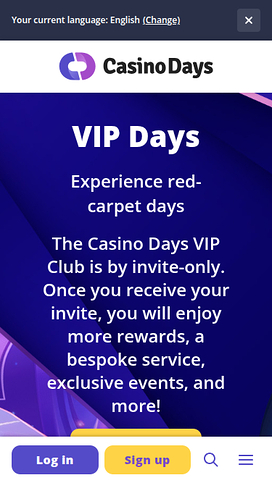Casino Days Mobile VIP Program