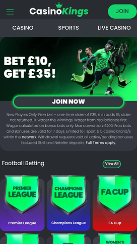 CasinoKings.com Live Sports Mobile