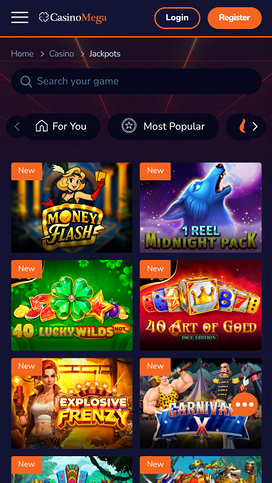 Casinomega jackpot mobile