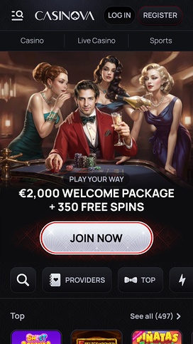 Casinova Casino homepage mobile