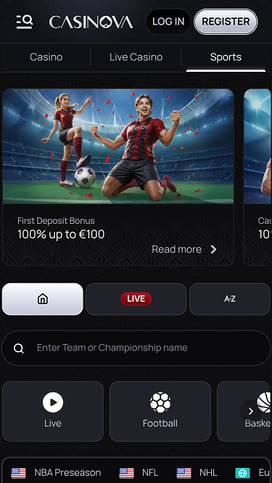 Casinova Casino live sports mobile