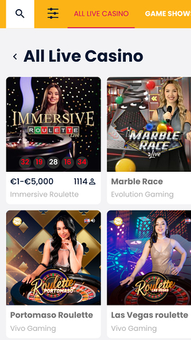 CasinoWinBig live dealer mobile