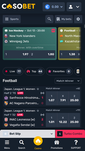 Casobet Casino Live Sports Mobile