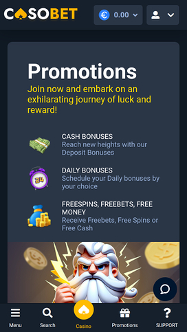 Casobet Casino Promotions Mobile