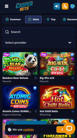 Juegos móviles del casino Casper Bets