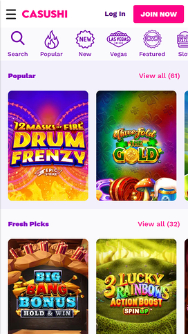 Casushi Casino Games Mobile