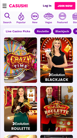 Casushi Casino Live Dealer Mobile