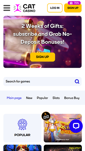 Cat Casino Homepage Mobile