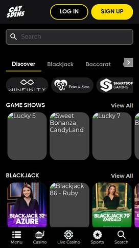 Live Dealers screenshot of Cat Spins Casino for Mobile