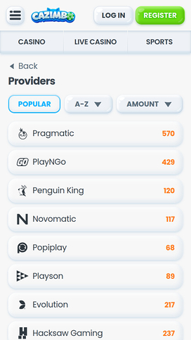 Cazimbo Casino Game Developers Mobile