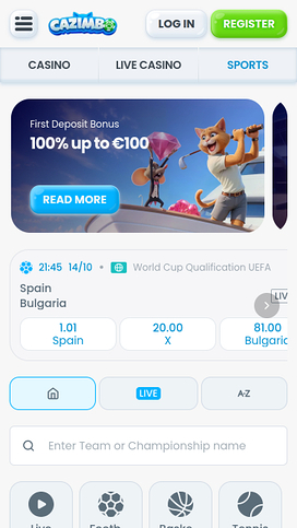 Cazimbo Casino Live Sports Mobile