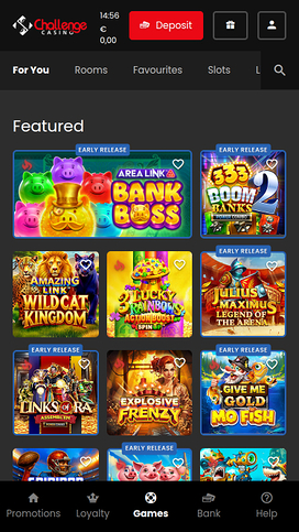 Challenge Casino Homepage Mobile