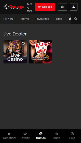 Challenge Casino Live Dealer Mobile