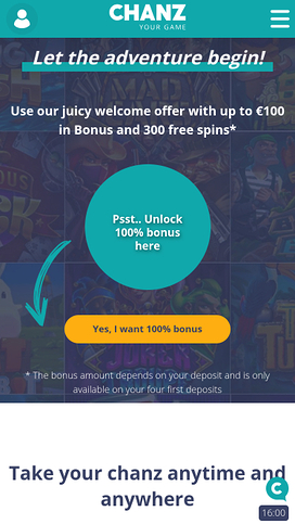 Chanz Casino Startsida Mobil