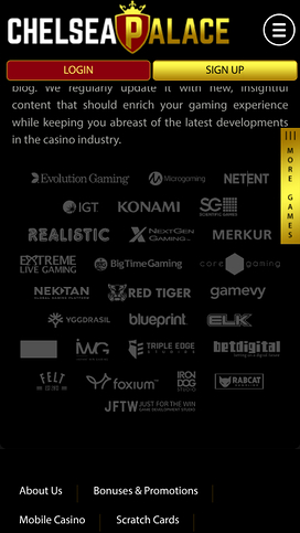 Chelsea Palace Casino game developers mobile