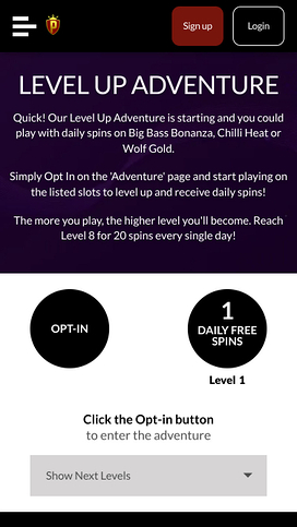 Chelsea Palace Casino Level Up Adventure Mobile