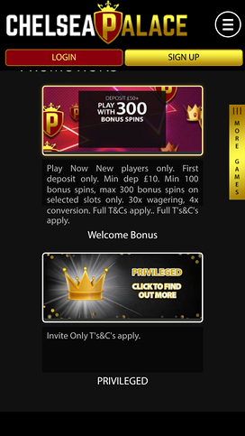 Chelsea Palace Casino promotions mobile
