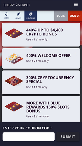 Cherry Jackpot Casino promotions mobile