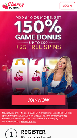 Cherry Wins Casino homepage mobile