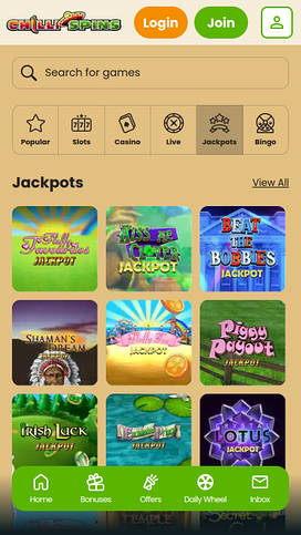 Chilli Spins Casino Mobile Jackpot