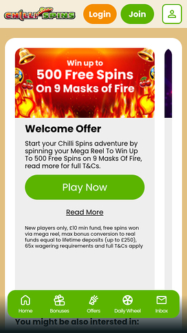 Chilli Spins Casino Mobile Promotions