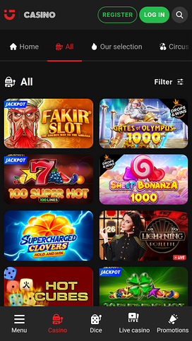 Circus.be Casino Games Mobile
