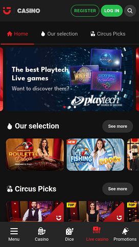 Circus.be Casino Live Dealer Mobile