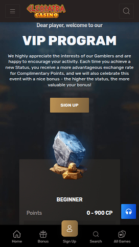 Cleopatra Casino Mobile VIP Program