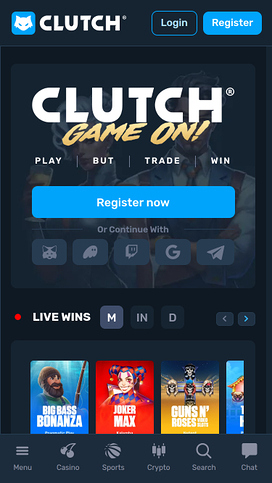 Clutch Casino Homepage